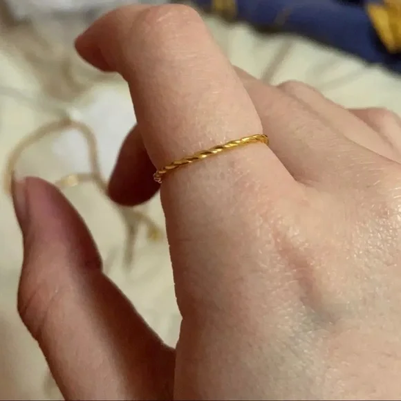 Dainty Twist Gold Plated 925 Simple Stacking Ring - Picture 1 of 6